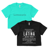 CROP TOP BUNDLE DEAL! 'Spicy Latina' (Black) + 'Latinas & Co.' Shirt (Teal) SIZE LARGE