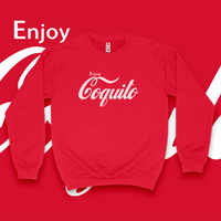 'Enjoy Coquito' Crewneck Unisex Sweatshirt - Red - Premium Brushed Fleece