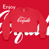 'Enjoy Coquito' Crop Top Crewneck - Red - Premium Brushed Fleece