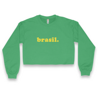 'Brasil' Crop Top Crewneck - Green - Premium Brushed Fleece