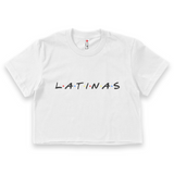 'Latinas' Friends Inspired Crop Top Shirt - White - Premium Ring-Spun Cotton Blend