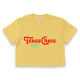 'Texas Chica Con Lima' Script Crop Top Shirt - Sunflower - Premium Ring-Spun Cotton