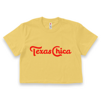 'Texas Chica' Script Crop Top Shirt - Sunflower - Premium Ring-Spun Cotton