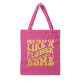 'Frida Kahlo Portrait + Quote' Double-Sided MAGENTA Premium Tote Bag