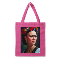 'Frida Kahlo Portrait + Quote' Double-Sided MAGENTA Premium Tote Bag