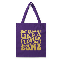 'Frida Kahlo Portrait + Quote' Double-Sided PURPLE Premium Tote Bag