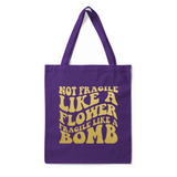 'Frida Kahlo Portrait + Quote' Double-Sided PURPLE Premium Tote Bag