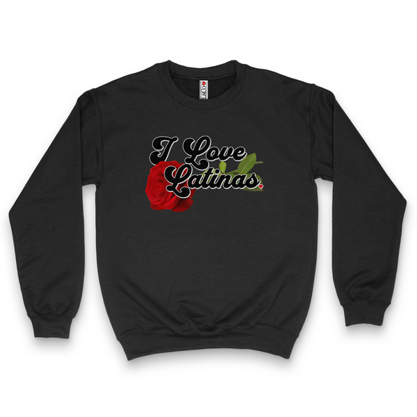 'I Love Latinas' Men's Sweatshirt - Crewneck - Black - Premium Brushed Fleece