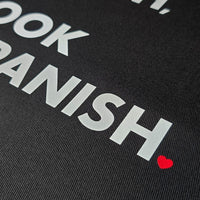 'I Speak English, But I Cook In Spanish' Apron with 2 Pockets - Black - Cotton