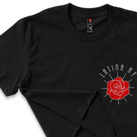 'Latina AF' Rose Crop Top Shirt - Black - Premium Ring-Spun Cotton