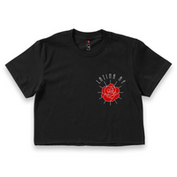 'Latina AF' Rose Crop Top Shirt - Black - Premium Ring-Spun Cotton