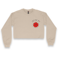 'LATINA AF' Rose Crop Top Crewneck - Sand - Premium Brushed Fleece