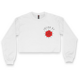 'LATINA AF' Rose Crop Top Crewneck - White - Premium Brushed Fleece