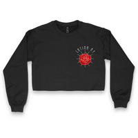 'LATINA AF' Rose Crop Top Crewneck - Black - Premium Brushed Fleece