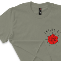 'Latina AF' Rose Crop Top Shirt - Military Green - Premium Ring-Spun Cotton