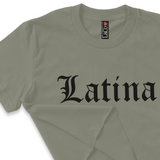 'Latina' Old English Font Crop Top Shirt - Military Green - Premium Ring-Spun Cotton Blend