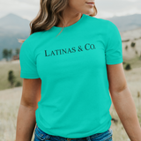 'Latinas & Co.' Brand T-Shirt - Teal - Premium Ring-Spun Cotton Blend