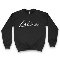 'Latina' Script Crewneck Sweatshirt - Black/White - Premium Brushed Fleece