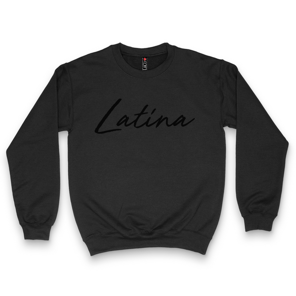 'Latina' Script Crewneck Sweatshirt - All Black - Premium Brushed Fleece