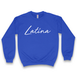 'Latina' Script Crewneck Sweatshirt - Blue - Premium Brushed Fleece