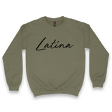 'Latina' Script Crewneck Sweatshirt - Military Green - Premium Brushed Fleece