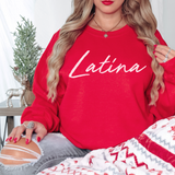 'Latina' Script Crewneck Sweatshirt - Red - Premium Brushed Fleece