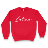 'Latina' Script Crewneck Sweatshirt - Red - Premium Brushed Fleece