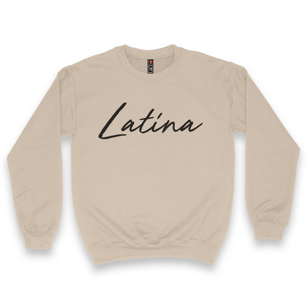 'Latina' Script Crewneck Sweatshirt - Sand - Premium Brushed Fleece