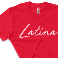 'Latina' Script Crop Top Shirt - Red - Premium Ring-Spun Cotton