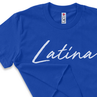 'Latina' Script Crop Top Shirt - Royal Blue - Premium Ring-Spun Cotton