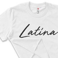 'Latina' Script Crop Top Shirt - White - Premium Ring-Spun Cotton