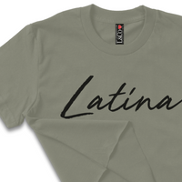 'Latina' Script Crop Top Shirt - Military Green - Premium Ring-Spun Cotton