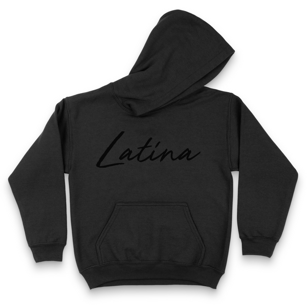 'Latina' Script Hoodie - All Black - Premium Brushed Fleece