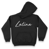 'Latina' Script Hoodie - Black/White - Premium Brushed Fleece