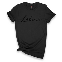 'Latina' Script T-Shirt - All Black - Premium Ring-Spun Cotton