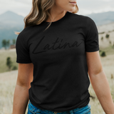 'Latina' Script T-Shirt - All Black - Premium Ring-Spun Cotton