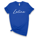 'Latina' Script T-Shirt - Royal Blue - Premium Ring-Spun Cotton