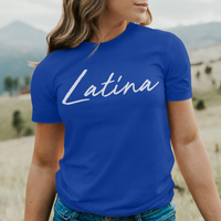 'Latina' Script T-Shirt - Royal Blue - Premium Ring-Spun Cotton