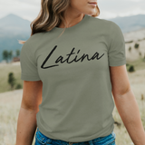 'Latina' Script T-Shirt - Military Green/Black - Premium Ring-Spun Cotton