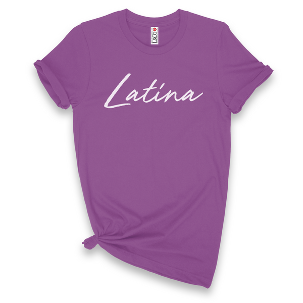 'Latina' Script T-Shirt - Royal Purple - Premium Ring-Spun Cotton