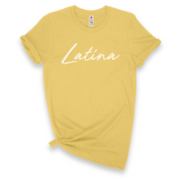 'Latina' Script T-Shirt - Sunflower - Premium Ring-Spun Cotton