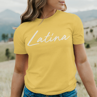 'Latina' Script T-Shirt - Sunflower - Premium Ring-Spun Cotton