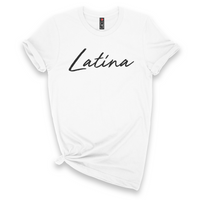 'Latina' Script T-Shirt - White - Premium Ring-Spun Cotton