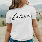 'Latina' Script T-Shirt - White - Premium Ring-Spun Cotton