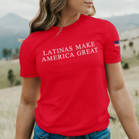 'Latinas Make America Great' T-Shirt - Red - Premium Ring-Spun Cotton