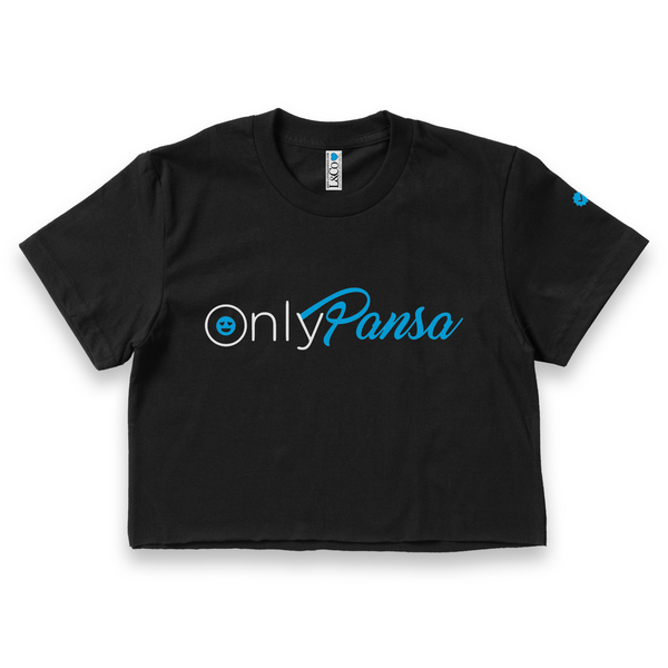 'Only Pansa' w/Verified Check Sleeve Print Crop Top Shirt - Black - Premium Ring-Spun Cotton