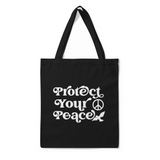 'I Need My Space + Protect Your Peace' Double-Sided BLACK Premium Tote Bag