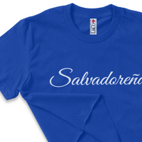 'Salvadorena' Crop Top Shirt - Blue - Premium Ring-Spun Cotton