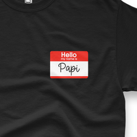 'Hello, My Name Is Papi' Name Tag Men's T-Shirt - Black - Premium Heavy Weight  Cotton