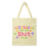 'In My Senora Era + Cansada, Pero I Got Shit To Do' Double-Sided NATURAL Premium Tote Bag